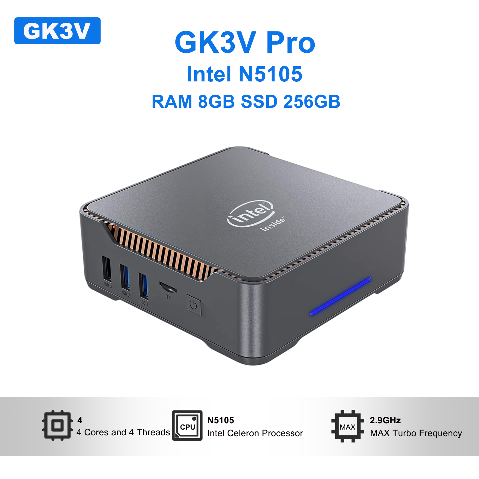 GK3V Pro mini pc Intel N5105 R - огляд і ціна Pc Gaming Intel